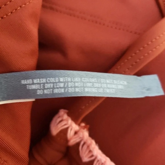 Aerie Crop Tankini Bikini Top Swimsuit Burnt Orange Halter Tie Back - Picture 9 of 10